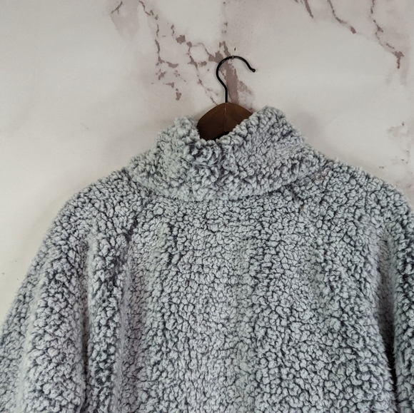 Eddie Bauer Pullover Teddy Small Women Fireside Plush Turtleneck Sweater Gray - Picture 7 of 12